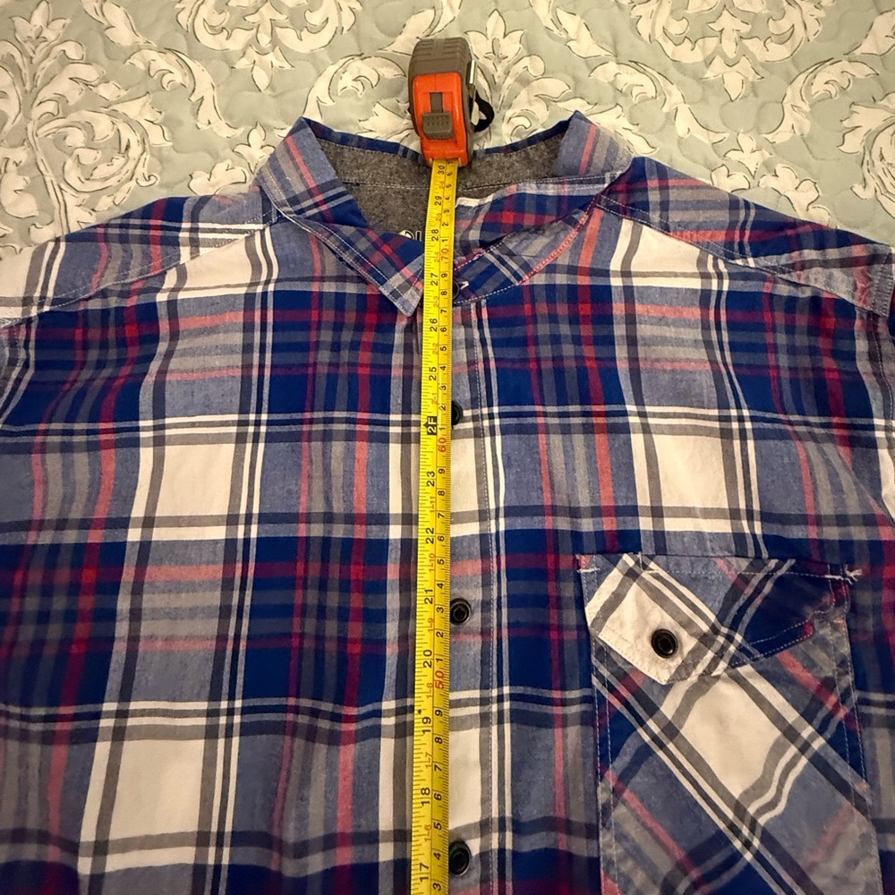 Men's Blue and Red Plaid Casual Button Down Shirt